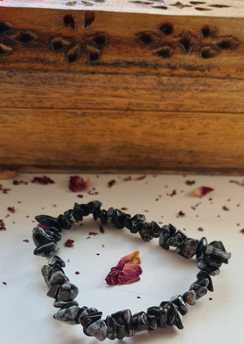 Snowflake Obsidian Chip Bracelet