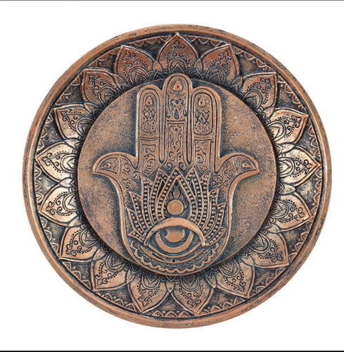 Hamsa hand incense burner plate